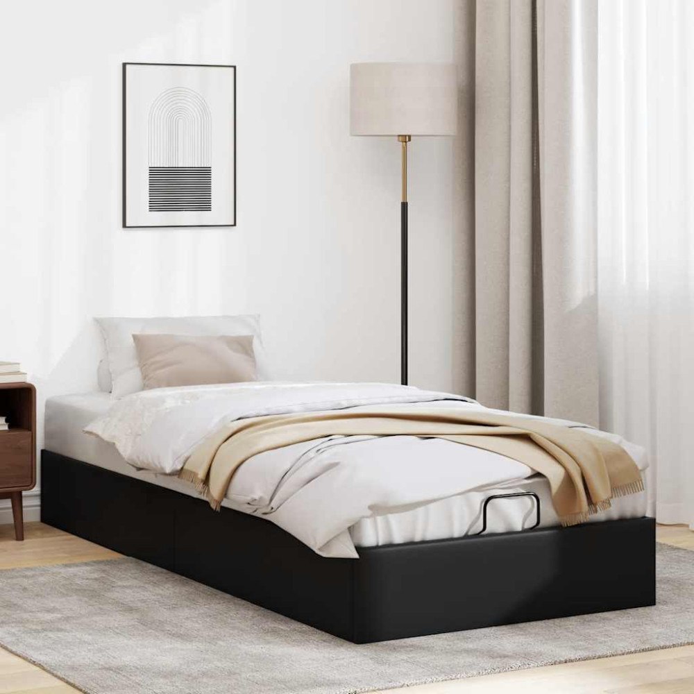 vidaXL Ottoman sängram utan madrass svart 90x200 cm konstläder