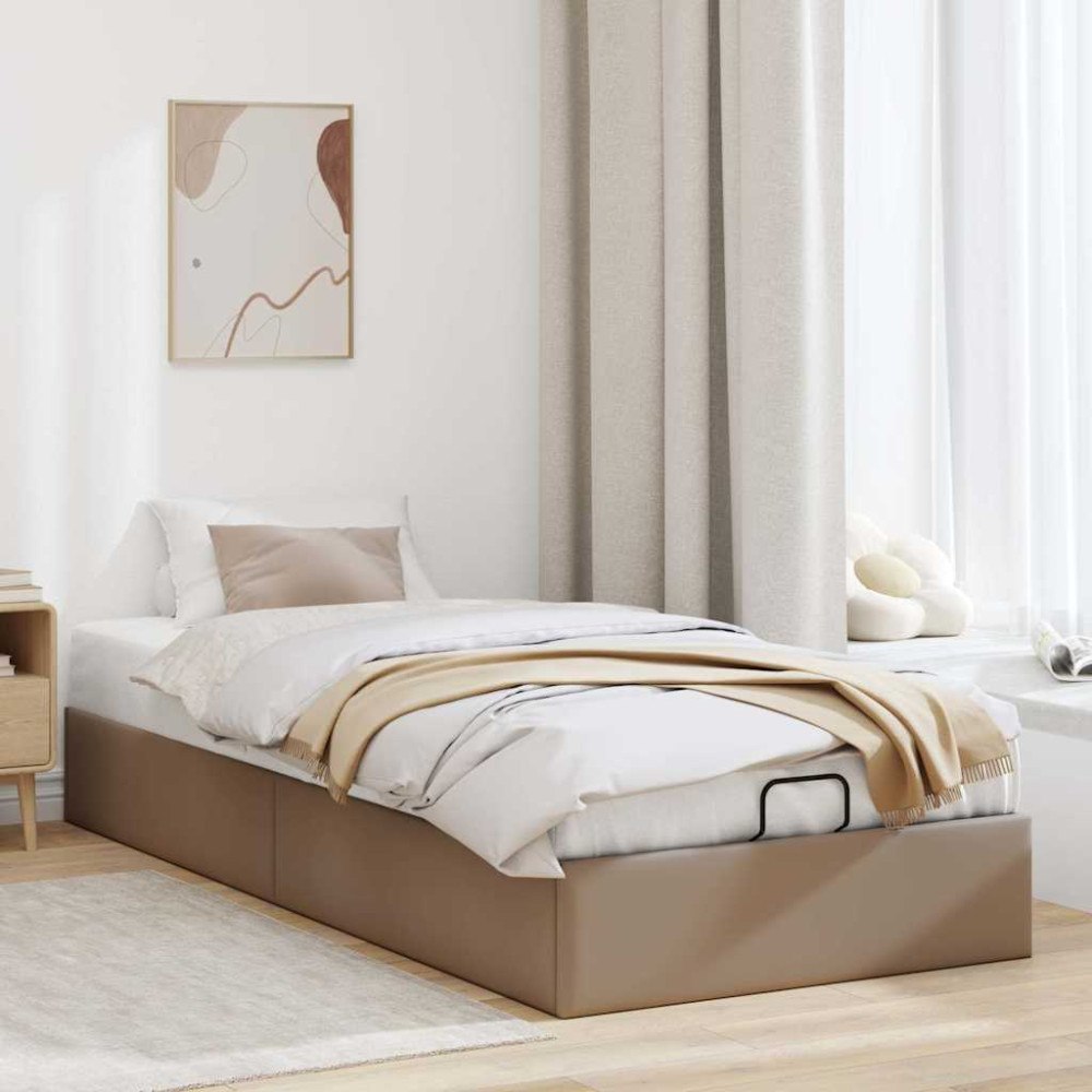 vidaXL Ottoman sängram utan madrass cappuccino 90x200 cm konstläder