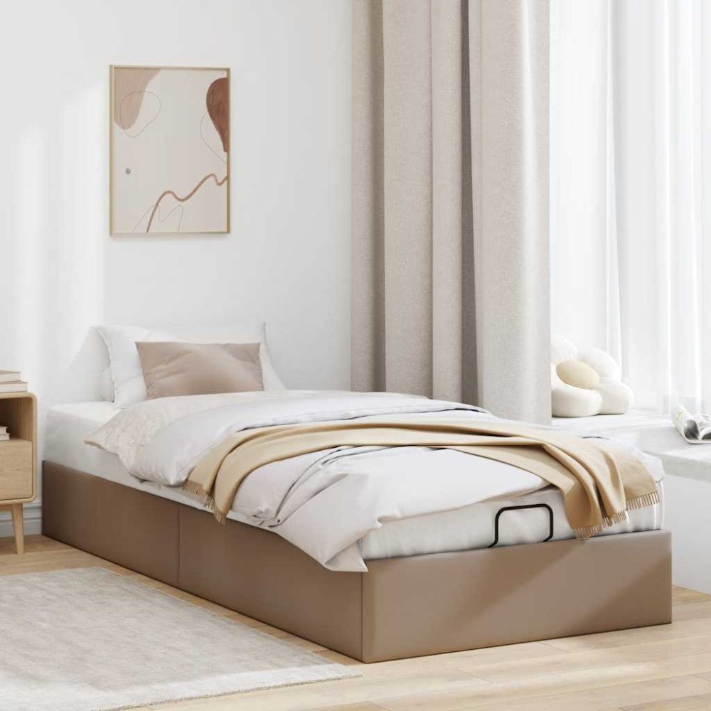 vidaXL Ottoman sängram utan madrass cappuccino 100x200 cm konstläder