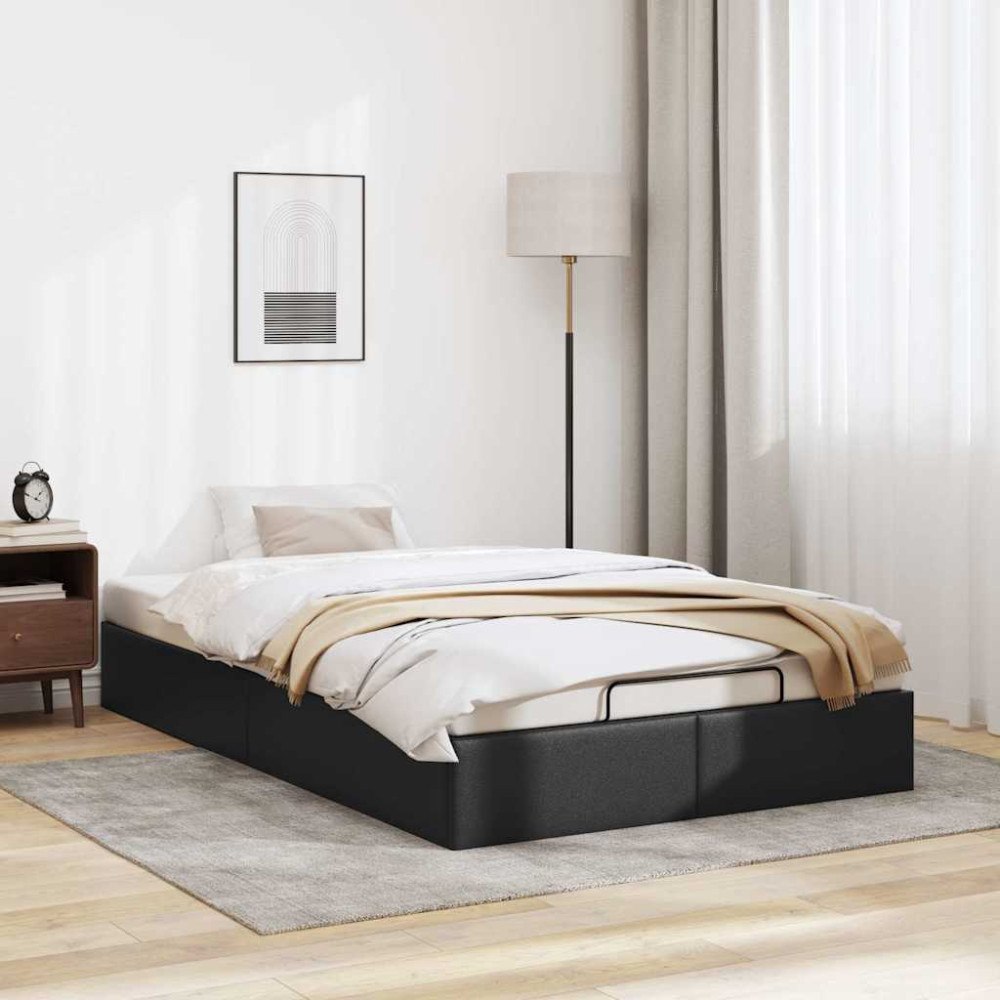 vidaXL Ottoman sängram utan madrass svart 120x190 cm konstläder