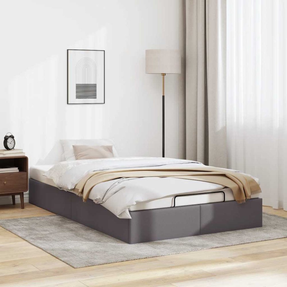 vidaXL Ottoman sängram utan madrass grå 120x190 cm konstläder