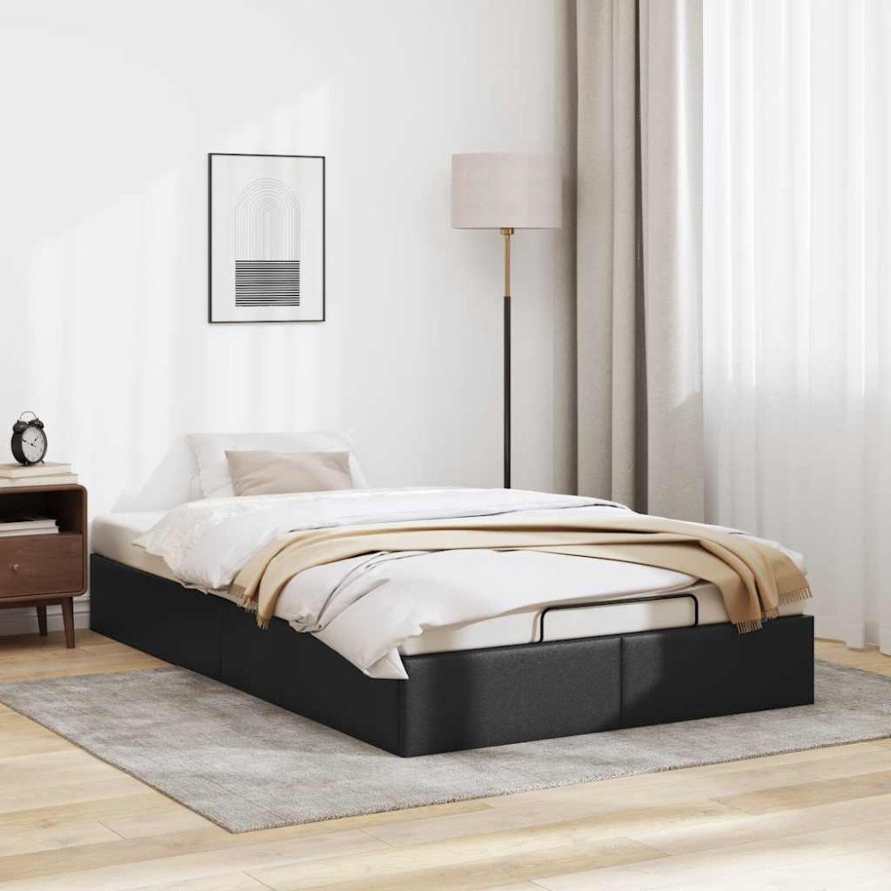 vidaXL Ottoman sängram utan madrass svart 120x200 cm konstläder
