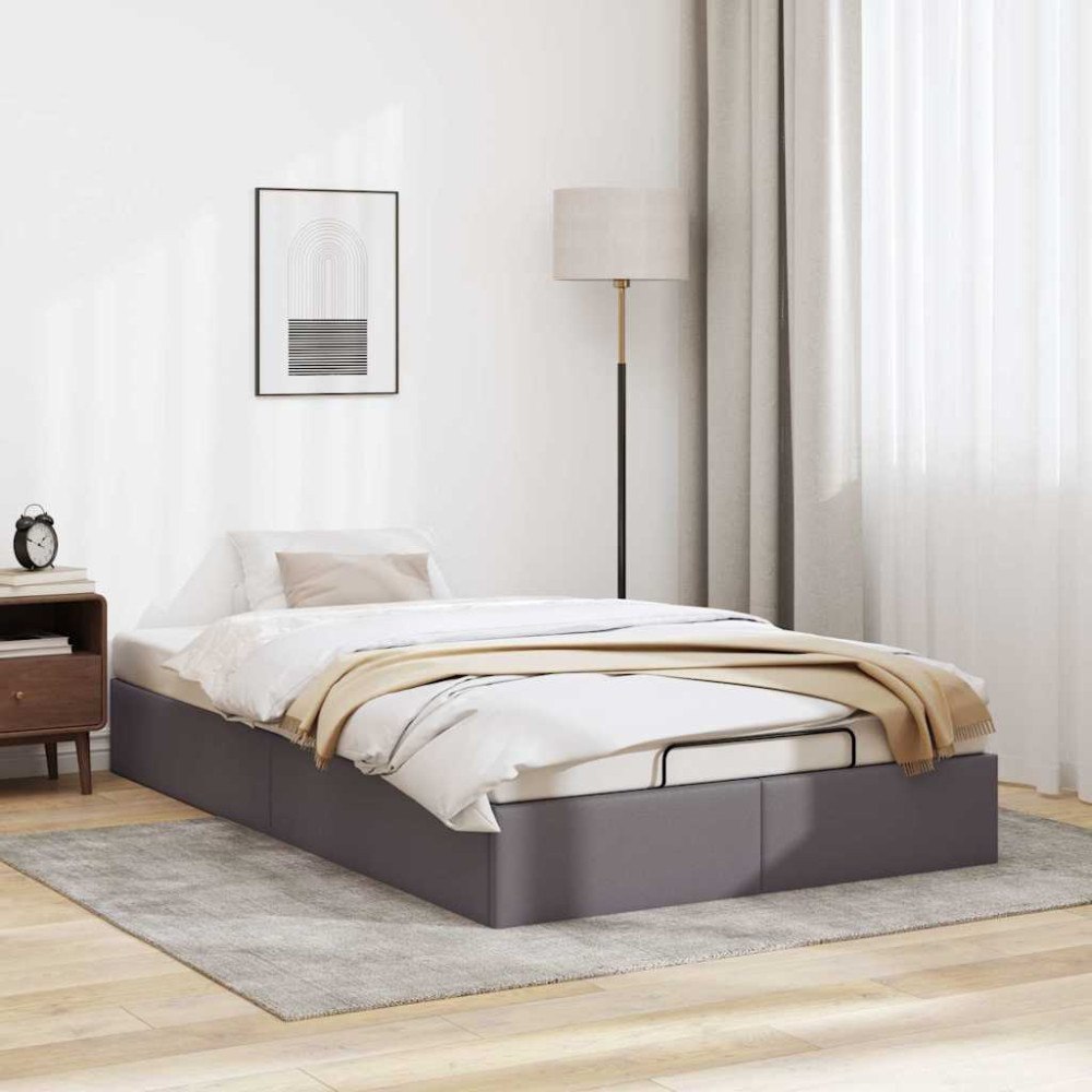 vidaXL Ottoman sängram utan madrass grå 120x200 cm konstläder