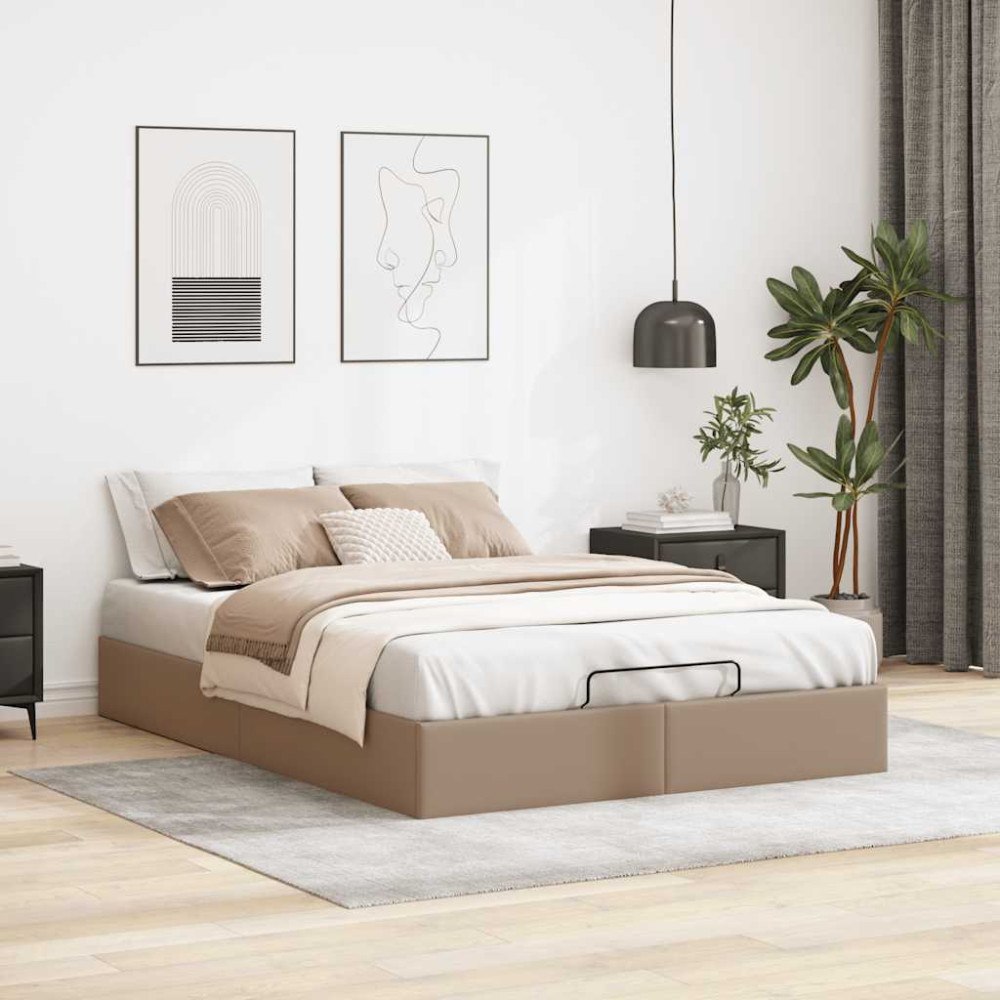 vidaXL Ottoman sängram utan madrass cappuccino 140x200 cm konstläder