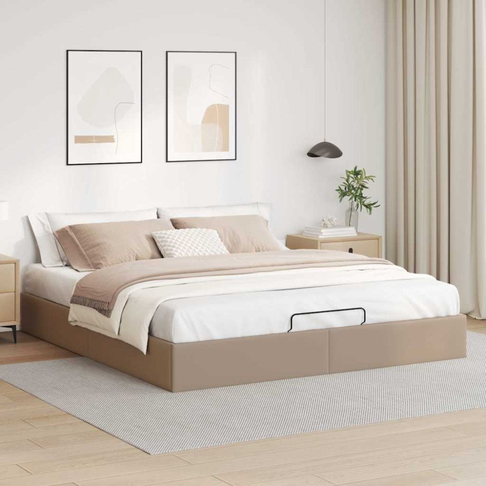 vidaXL Ottoman sängram utan madrass cappuccino 200x200 cm konstläder