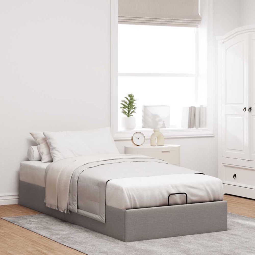 vidaXL Ottoman sängram utan madrass taupe 90x190 cm tyg