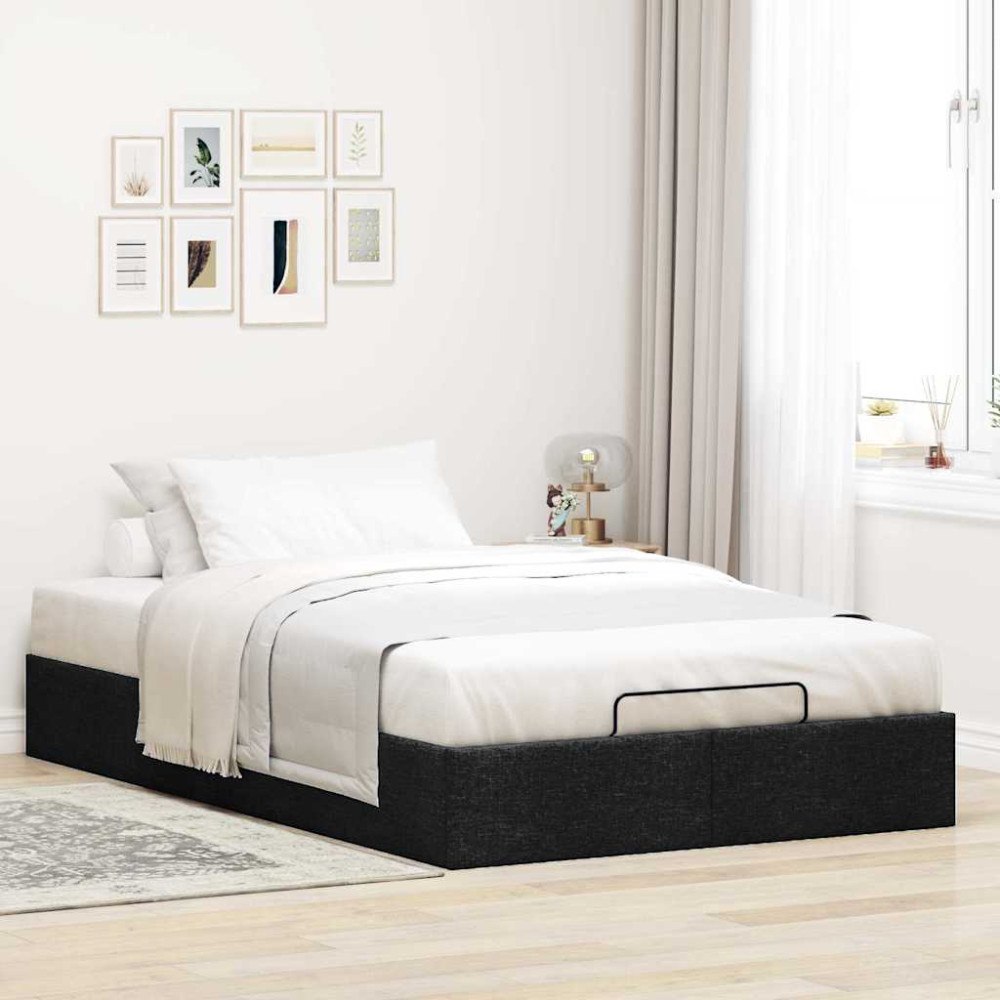 vidaXL Ottoman sängram utan madrass svart 120x190 cm tyg