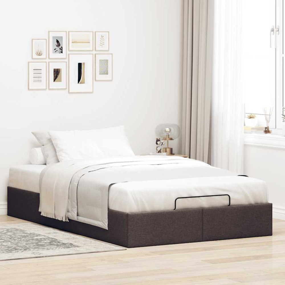 vidaXL Ottoman sängram utan madrass mörkbrun 120x190 cm tyg