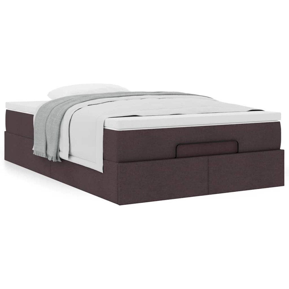 vidaXL Ottoman sängram med madrass mörkbrun 120x190 cm tyg