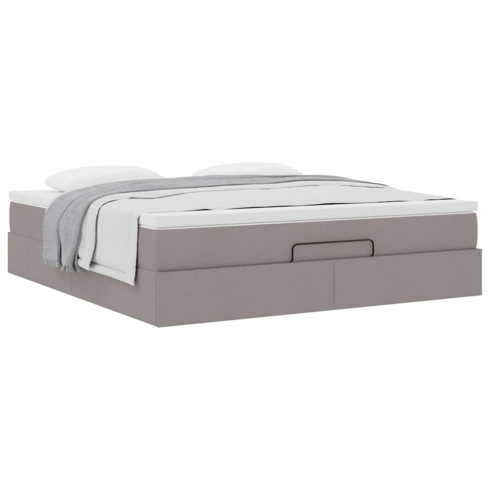 vidaXL Ottoman sängram med madrass taupe 160x200 cm tyg