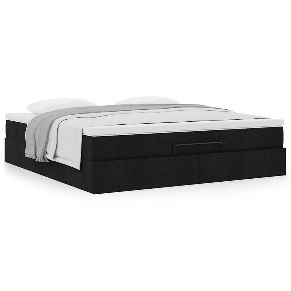 vidaXL Ottoman sängram med madrass svart 180x200 cm tyg