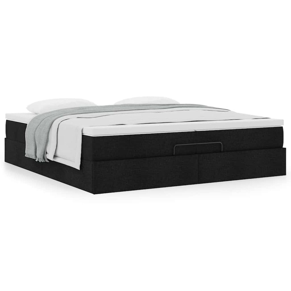 vidaXL Ottoman sängram med madrasser svart 200x200 cm tyg