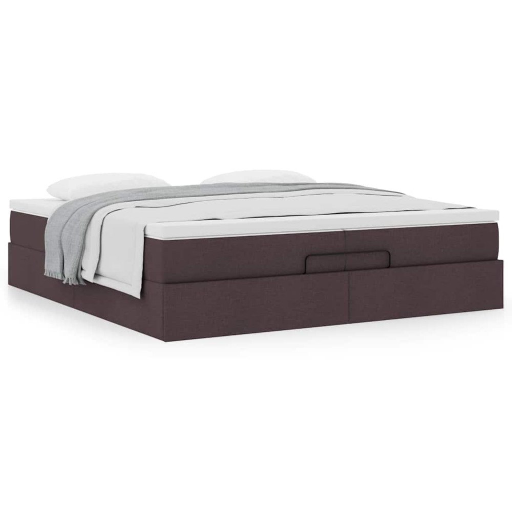 vidaXL Ottoman sängram med madrasser mörkbrun 200x200 cm tyg