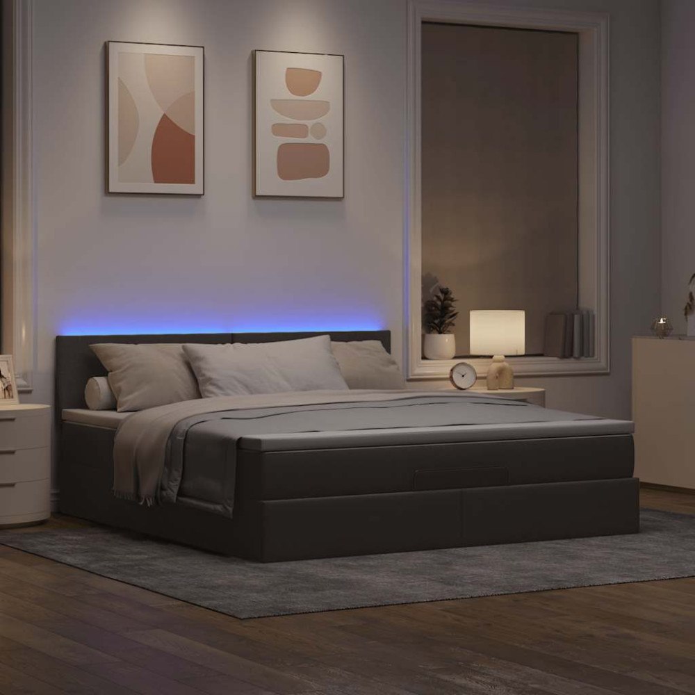 vidaXL Ottoman sängram med madrass taupe 160x200 cm tyg