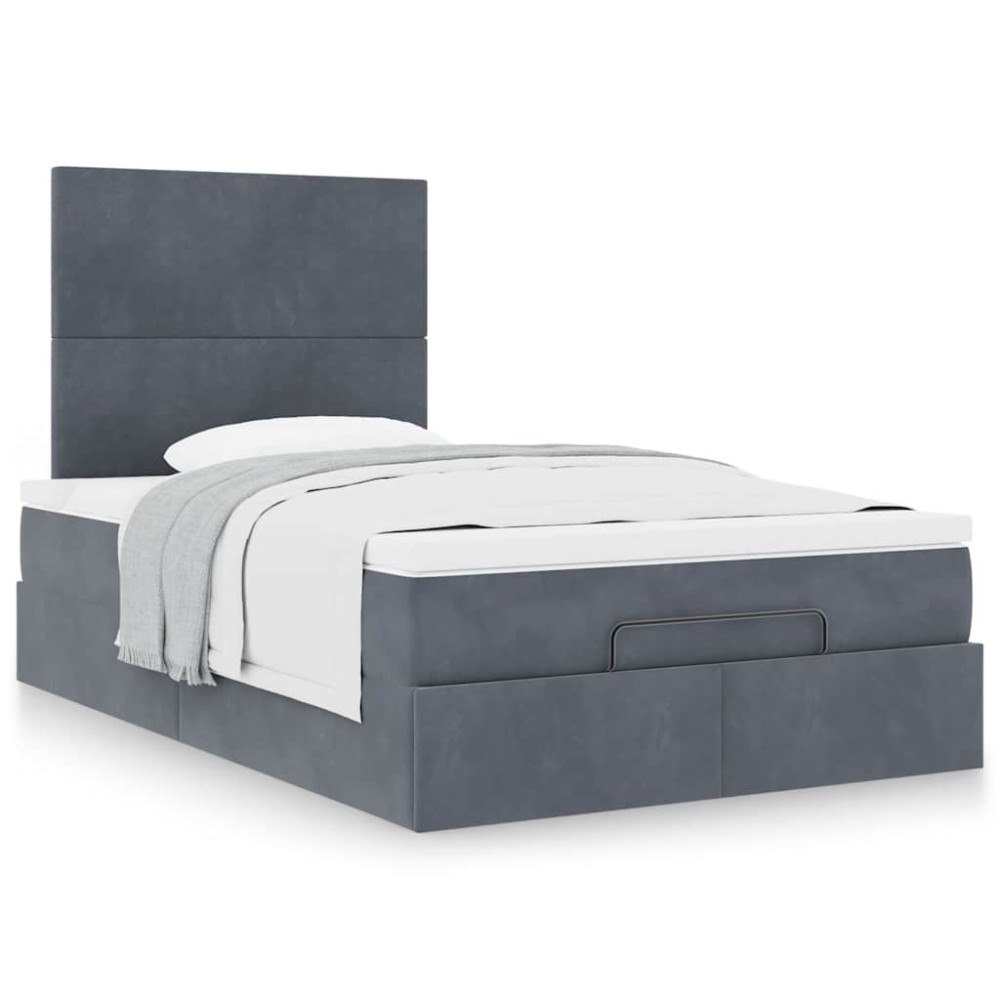 vidaXL Ottoman sängram med madrasser mörkgrå 120x190 cm sammet