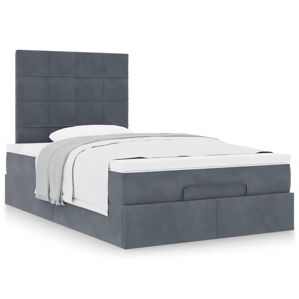 vidaXL Ottoman sängram med madrasser mörkgrå 120x190 cm sammet