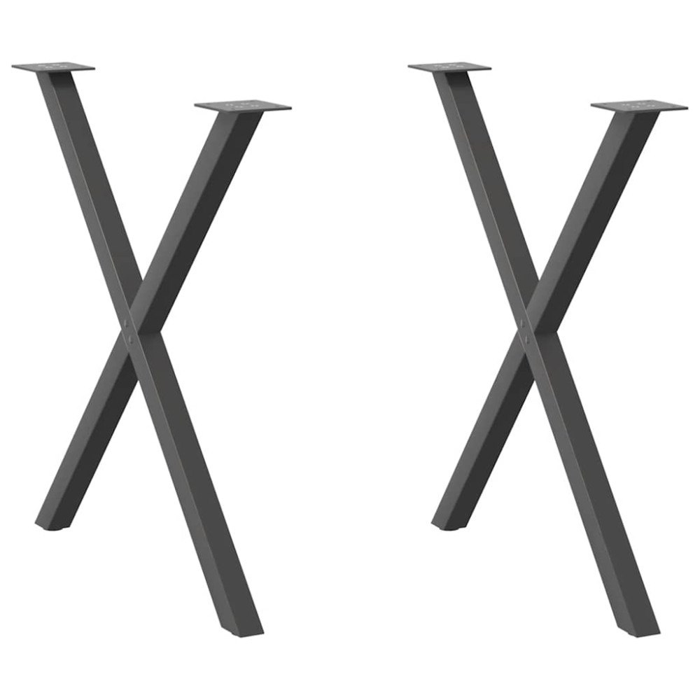 vidaXL Matbordsben X-formade 2 st antracit 80x(72-73) cm stål
