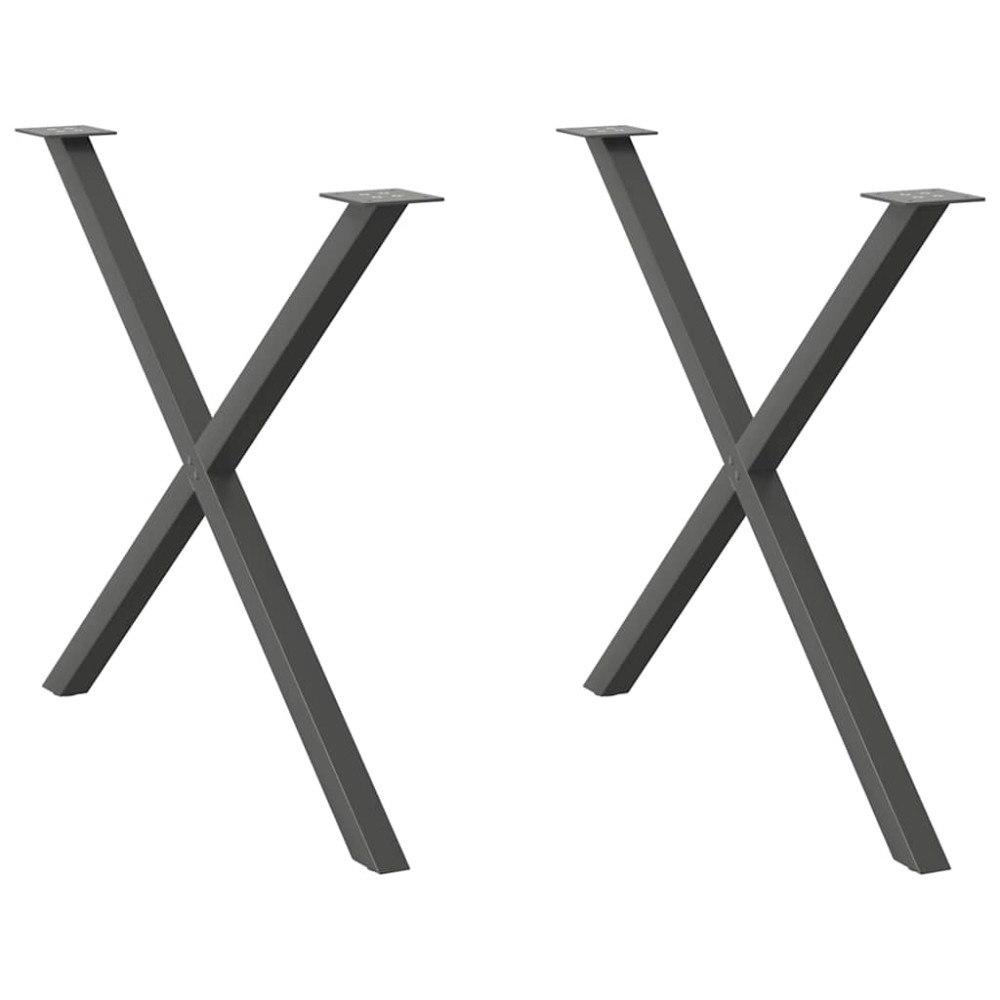 vidaXL Matbordsben X-formade 2 st antracit 90x(72-73) cm stål