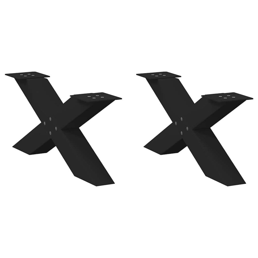 vidaXL Soffbordsben X-formade 2 st svarta 70x(30-31) cm stål