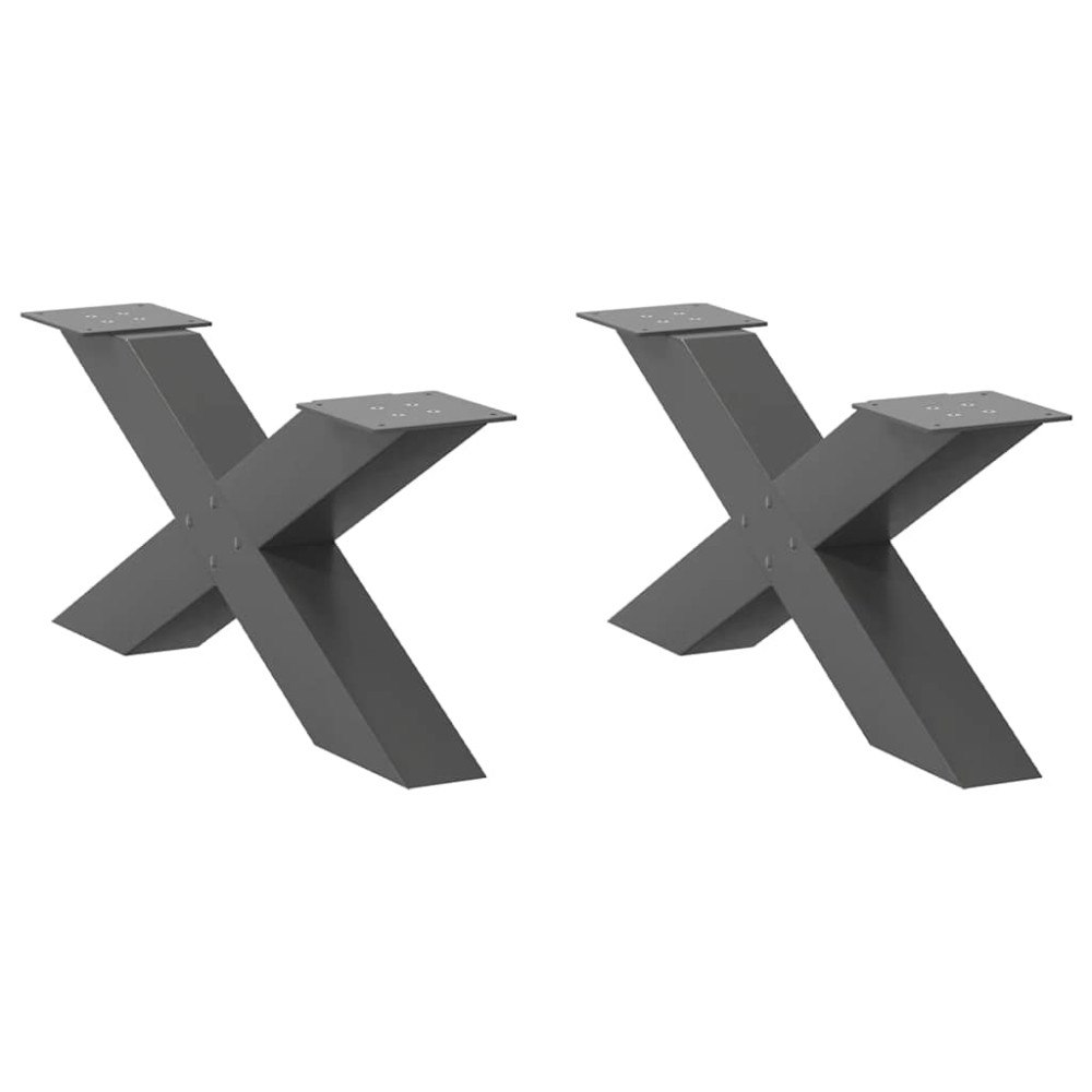 vidaXL Soffbordsben X-formade 2 st antracit 70x(30-31) cm stål