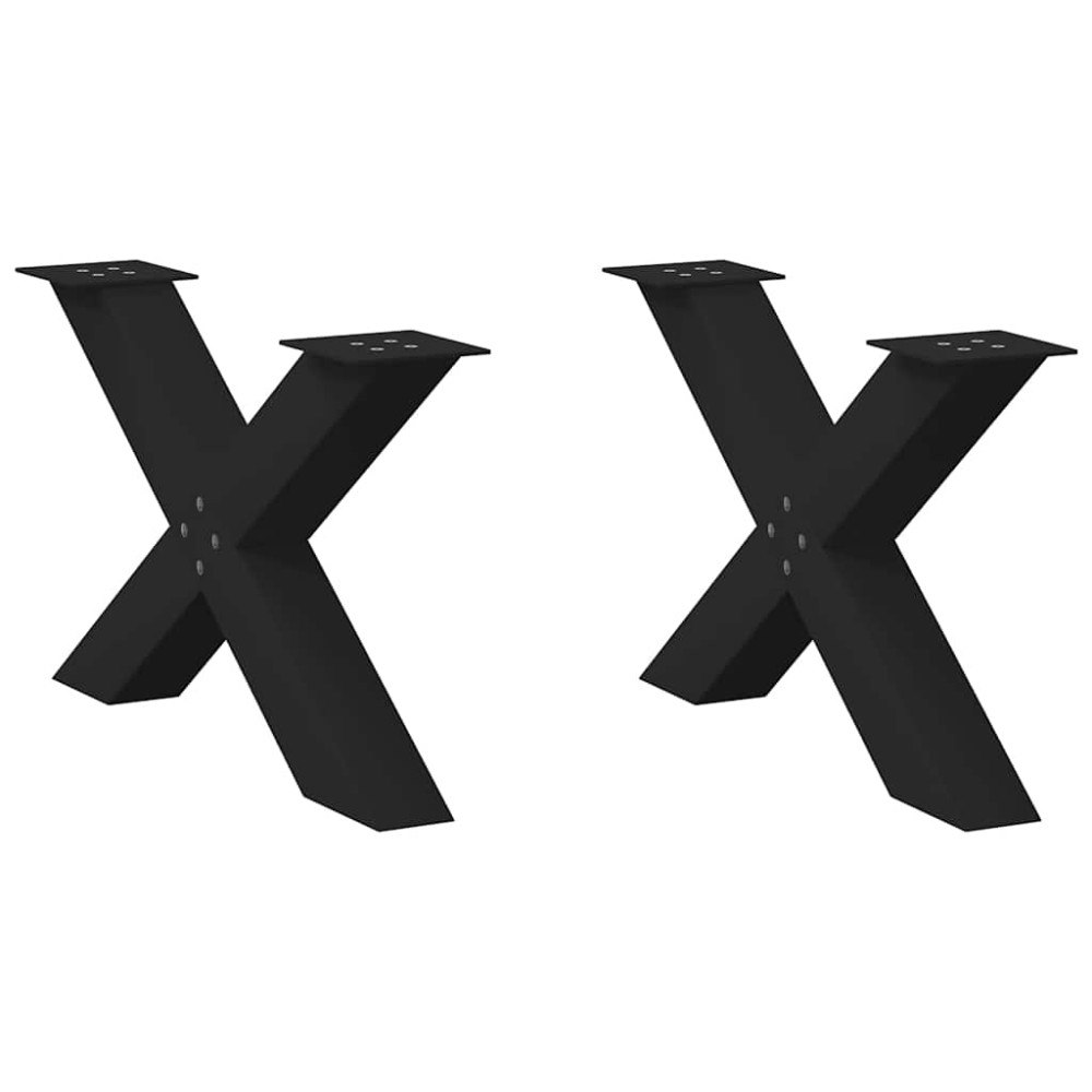 vidaXL Soffbordsben X-formade 2 st svarta 70x(42-43) cm stål