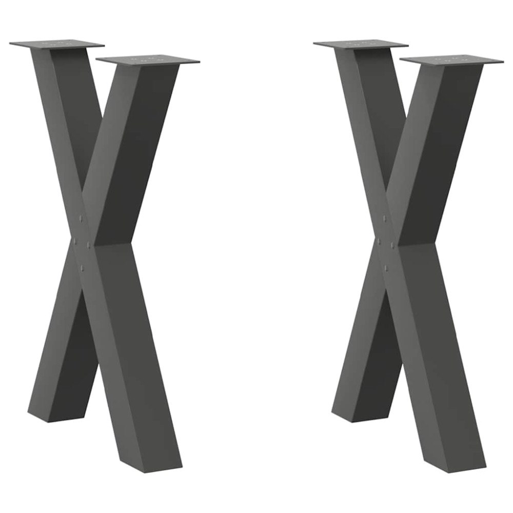 vidaXL Matbordsben X-formade 2 st antracit 50x(72-73) cm stål