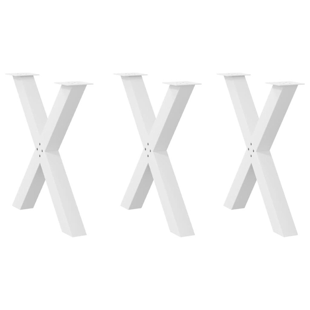 vidaXL Matbordsben X-formade 3 st vita 80x(72-73) cm stål