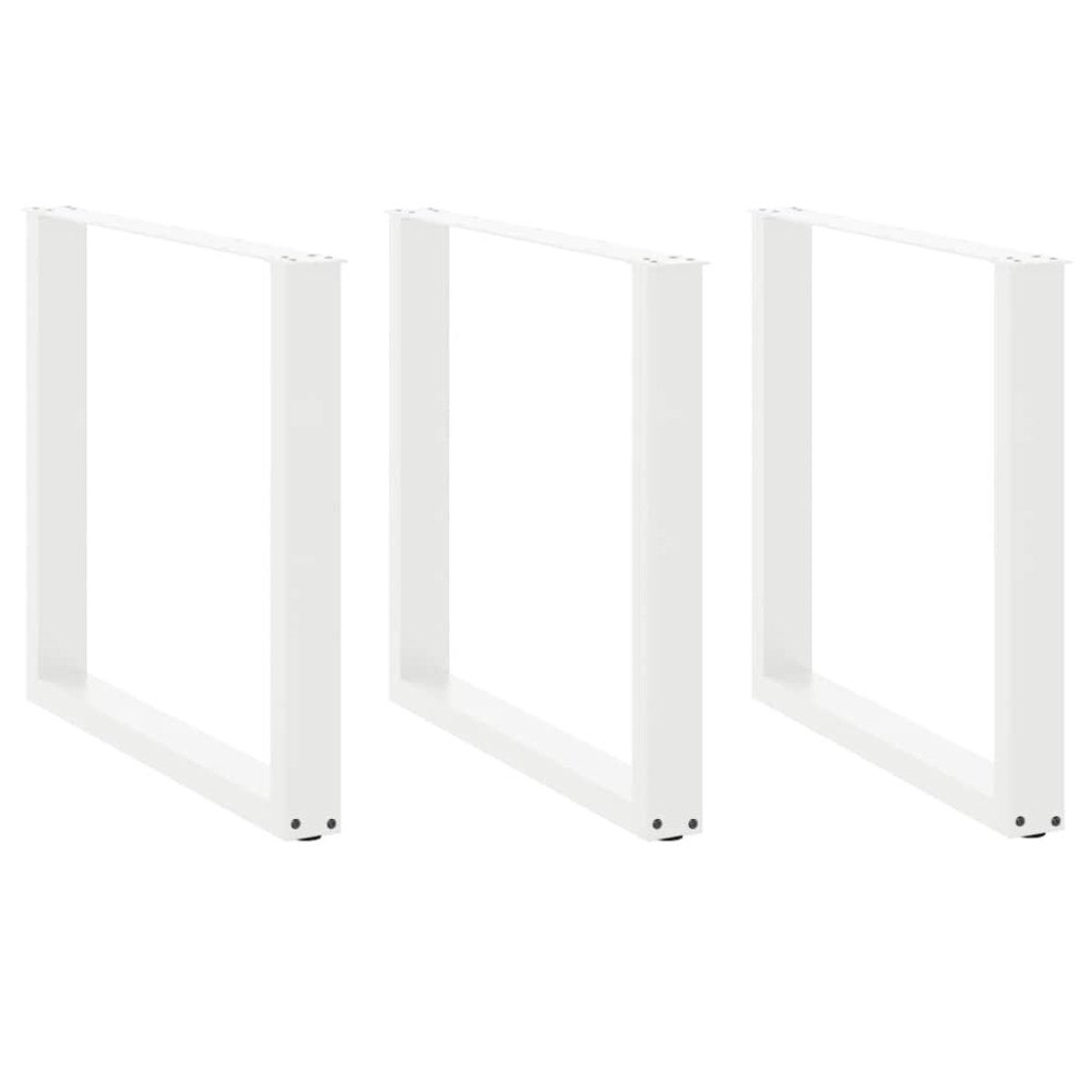 vidaXL Matbordsben U-formade 3 st vita 90x(72-73) cm stål