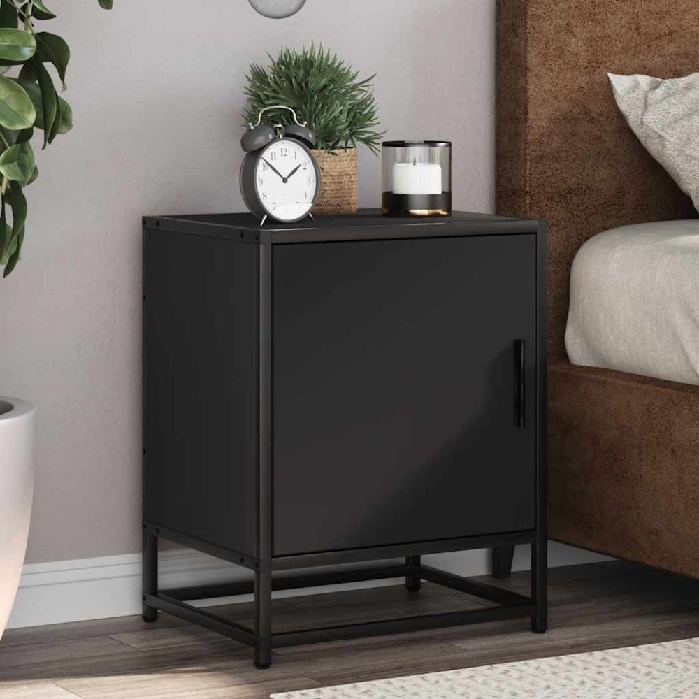 vidaXL Sängbord svart 40x31x50 cm konstruerat trä och metall