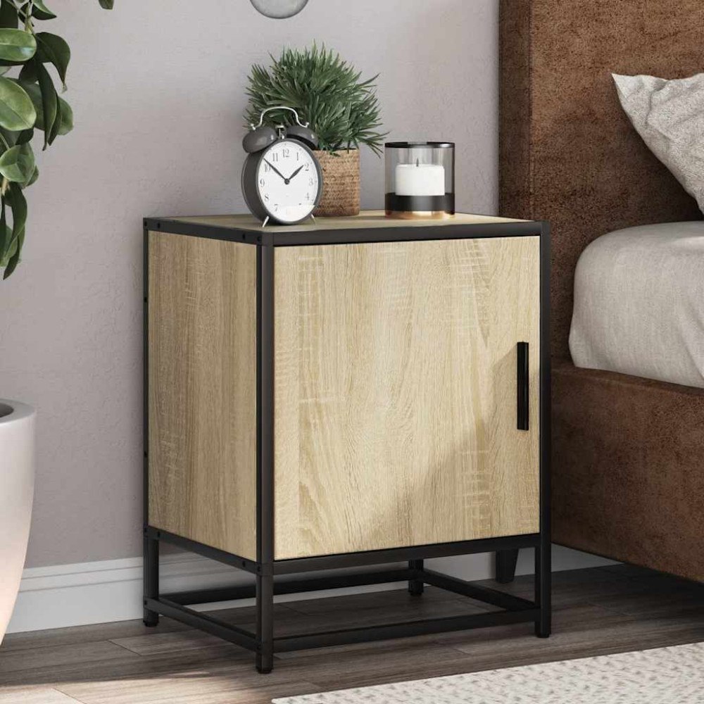 vidaXL Sängbord 2 st sonoma-ek 40x31x50 cm konstruerat trä och metall