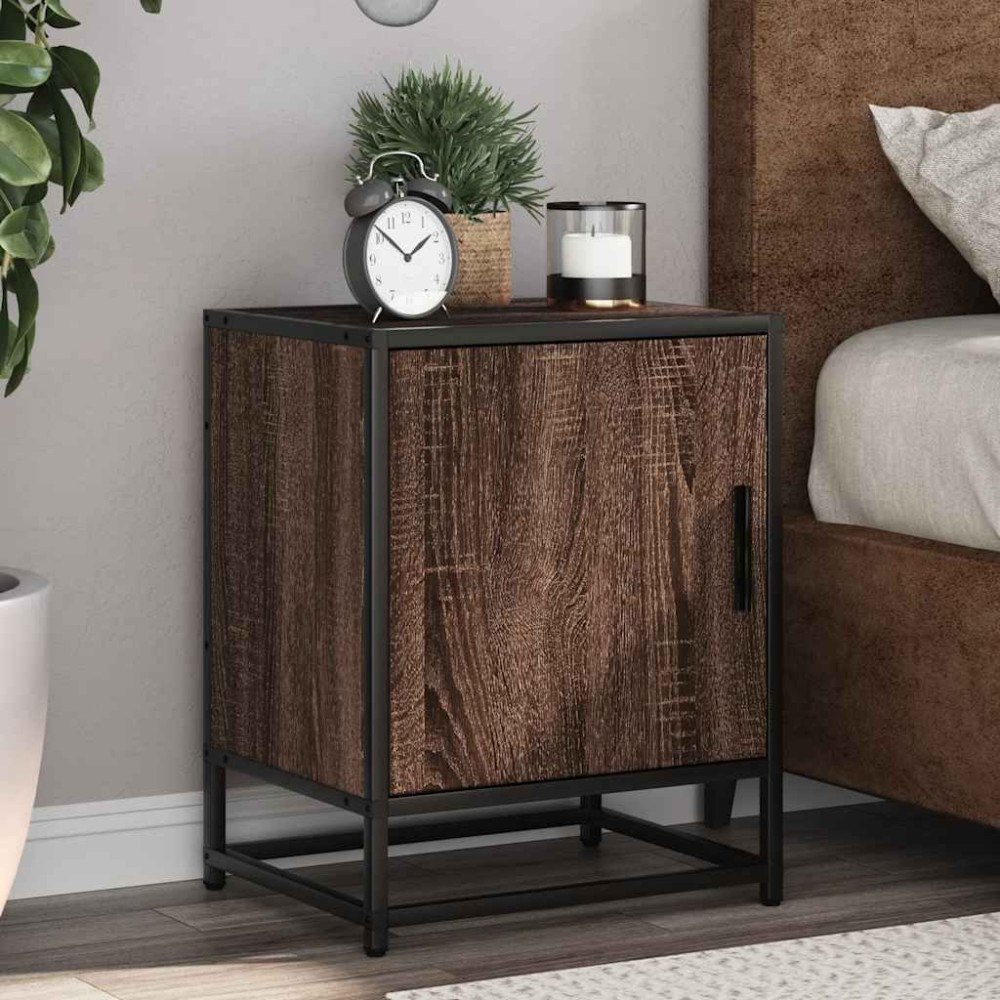 vidaXL Sängbord 2 st brun ek 40x31x50 cm konstruerat trä och metall