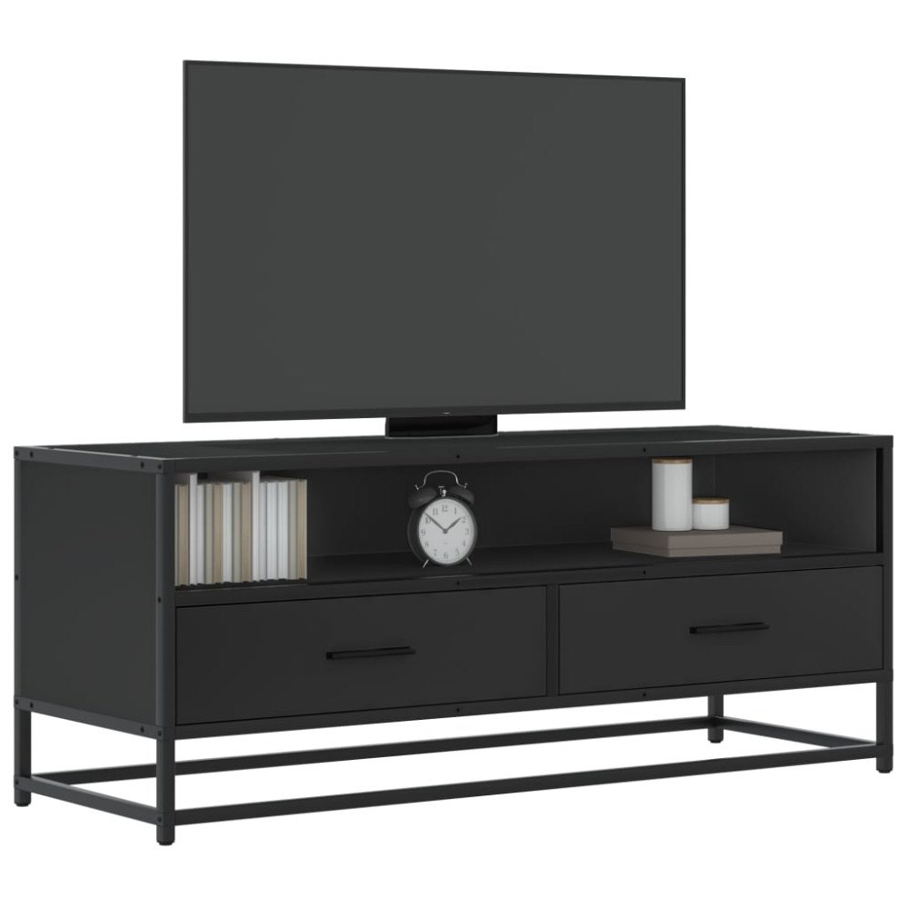 vidaXL Tv-bänk svart 100x34,5x40 cm konstruerat trä och metall