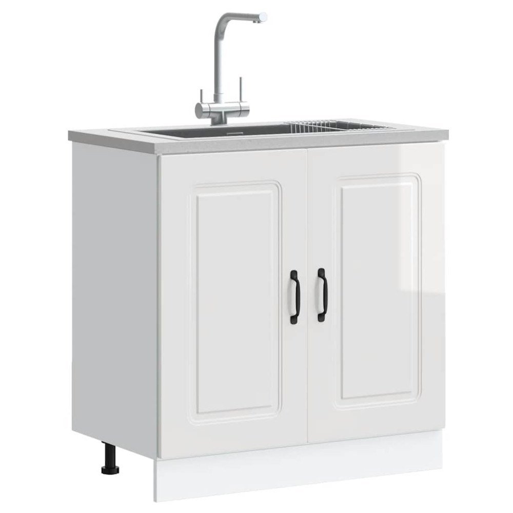 vidaXL Diskbänk underskåp högglans vit 80x46x81,5 cm konstruerat trä