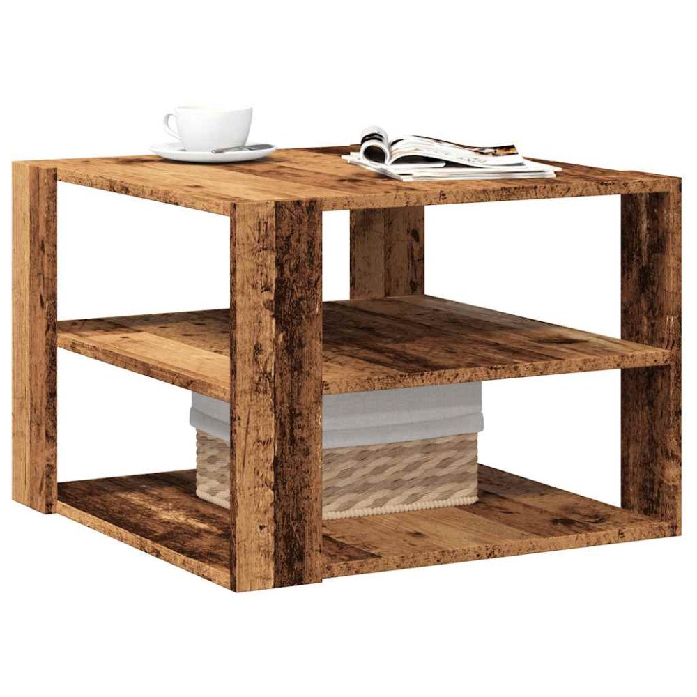 vidaXL Soffbord åldrat trä 58x58x40 cm konstruerat trä