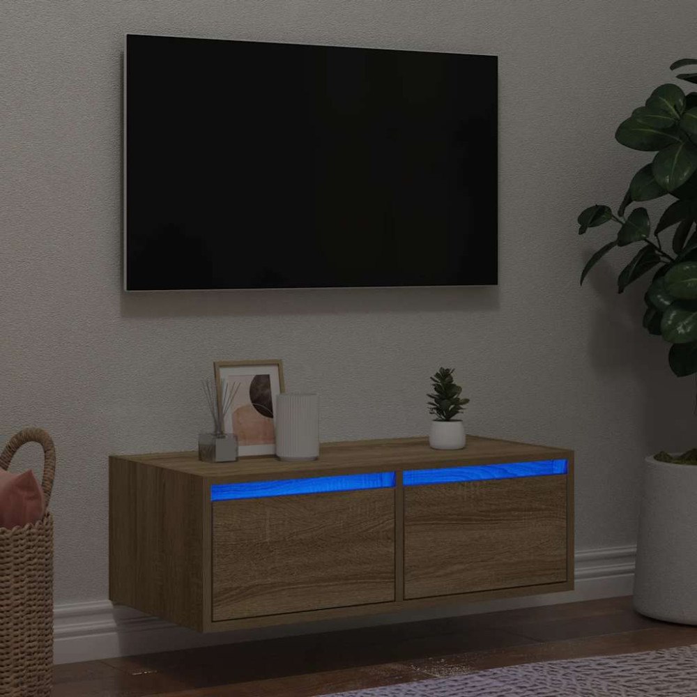 vidaXL Tv-bänk med LED-belysning sonoma ek 75x35,5x25 cm