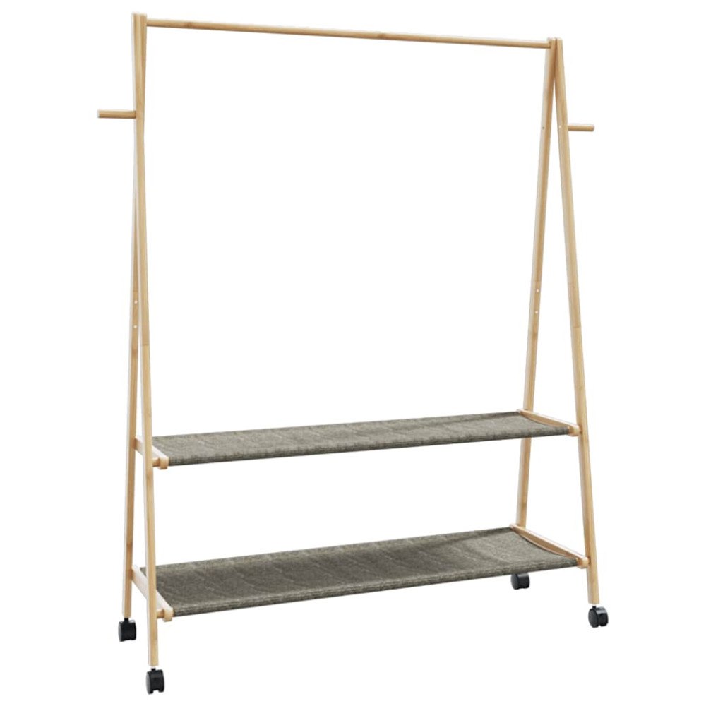 vidaXL Klädställ med hyllor och hjul 132x45,5x155,5 cm bambu