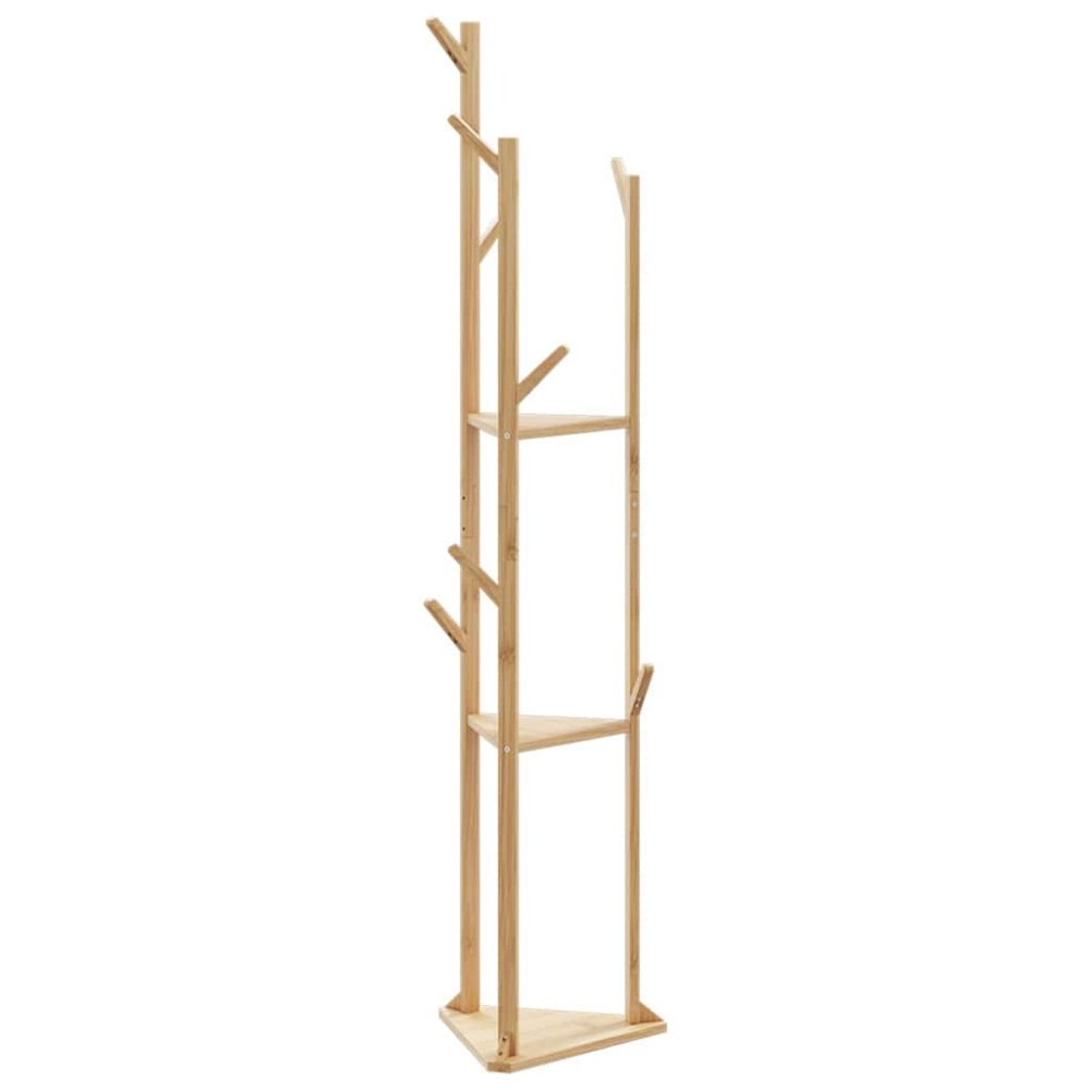 vidaXL Klädhängare med krokar och hyllor 39x33x166 cm bambu