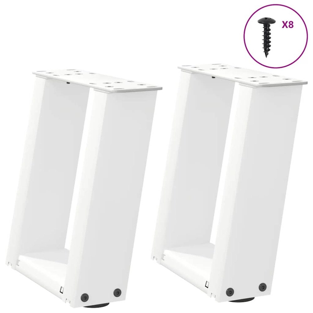 vidaXL Soffbordsben U-formade 2 st vita 30x(30-31) cm stål