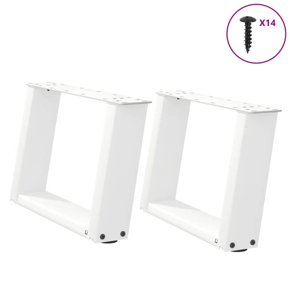 vidaXL Soffbordsben U-formade 2 st vita 50x(30-31) cm stål