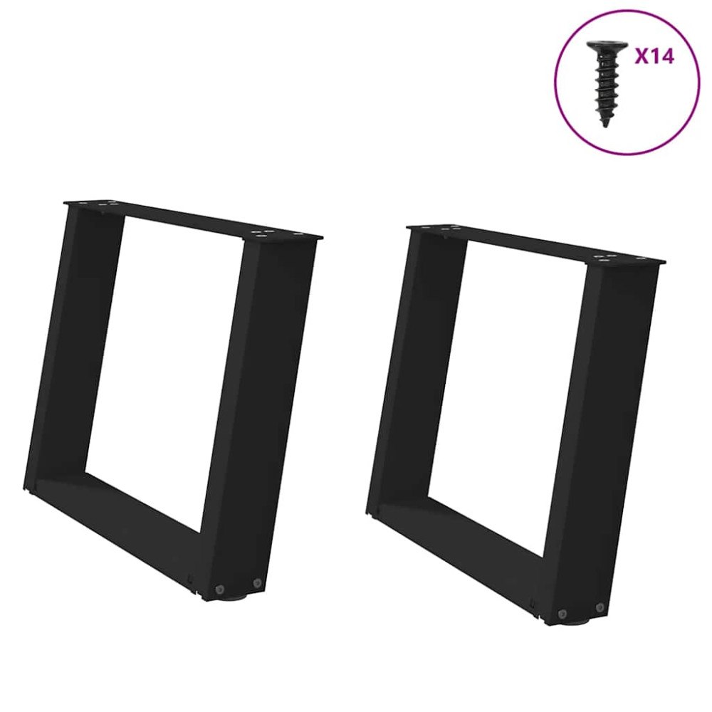 vidaXL Soffbordsben U-formade 2 st svarta 60x(42-43) cm stål