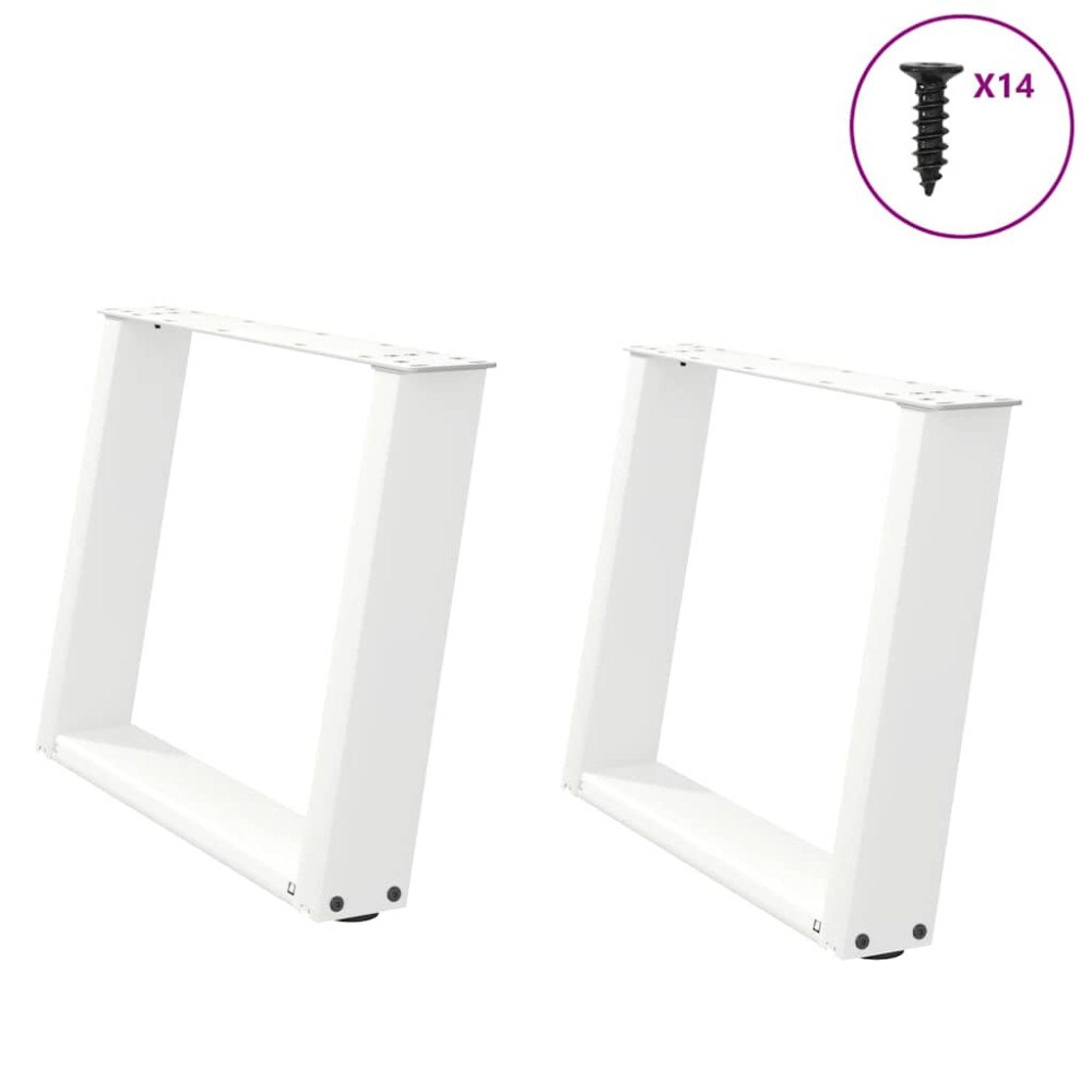 vidaXL Soffbordsben U-formade 2 st vita 70x(42-43) cm stål