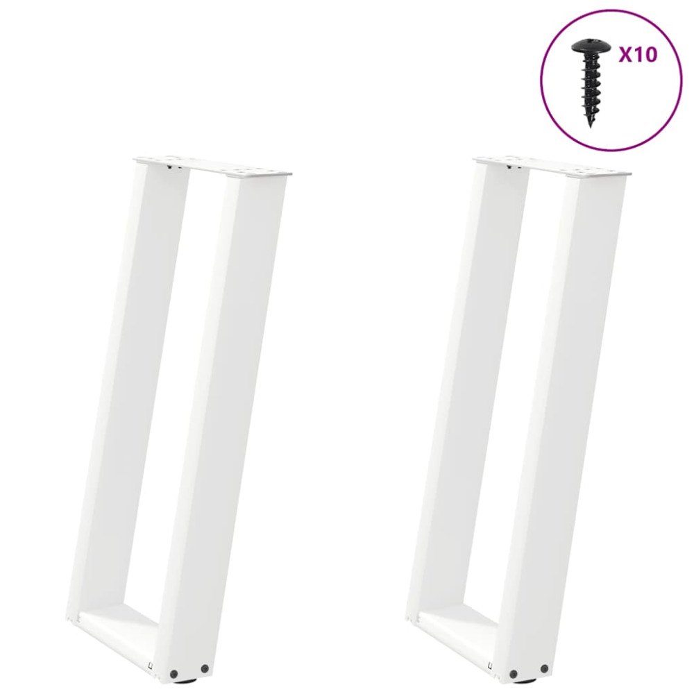 vidaXL Konsolbordsben U-formade 2 st vita 28x(72-73) cm stål