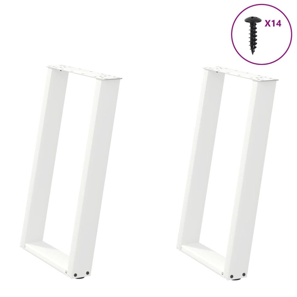 vidaXL Matbordsben U-formade 2 st vita 50x(72-73) cm stål