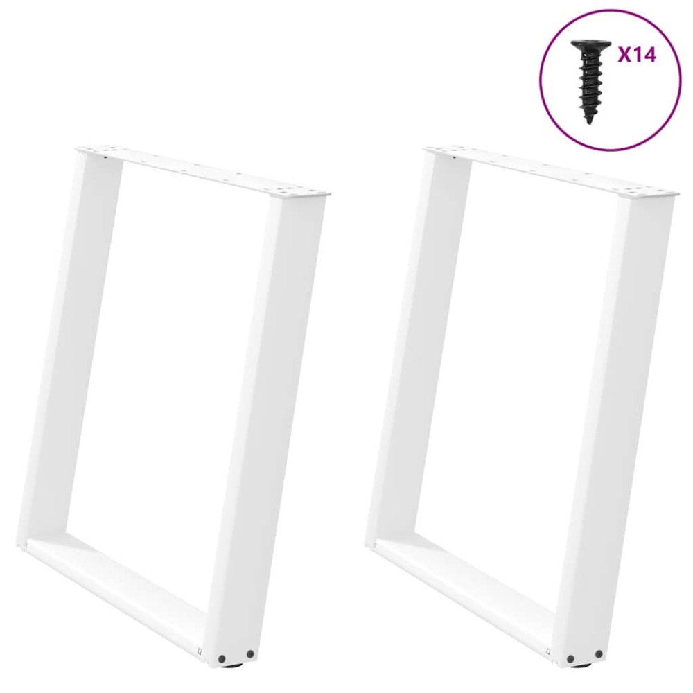 vidaXL Matbordsben U-formade 2 st vita 70x(72-73) cm stål