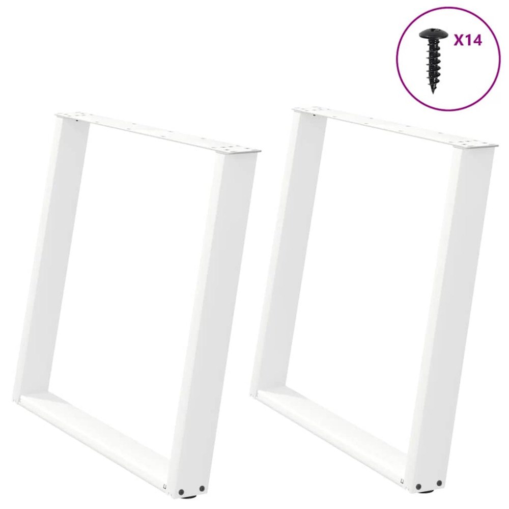 vidaXL Matbordsben U-formade 2 st vita 90x(72-73) cm stål