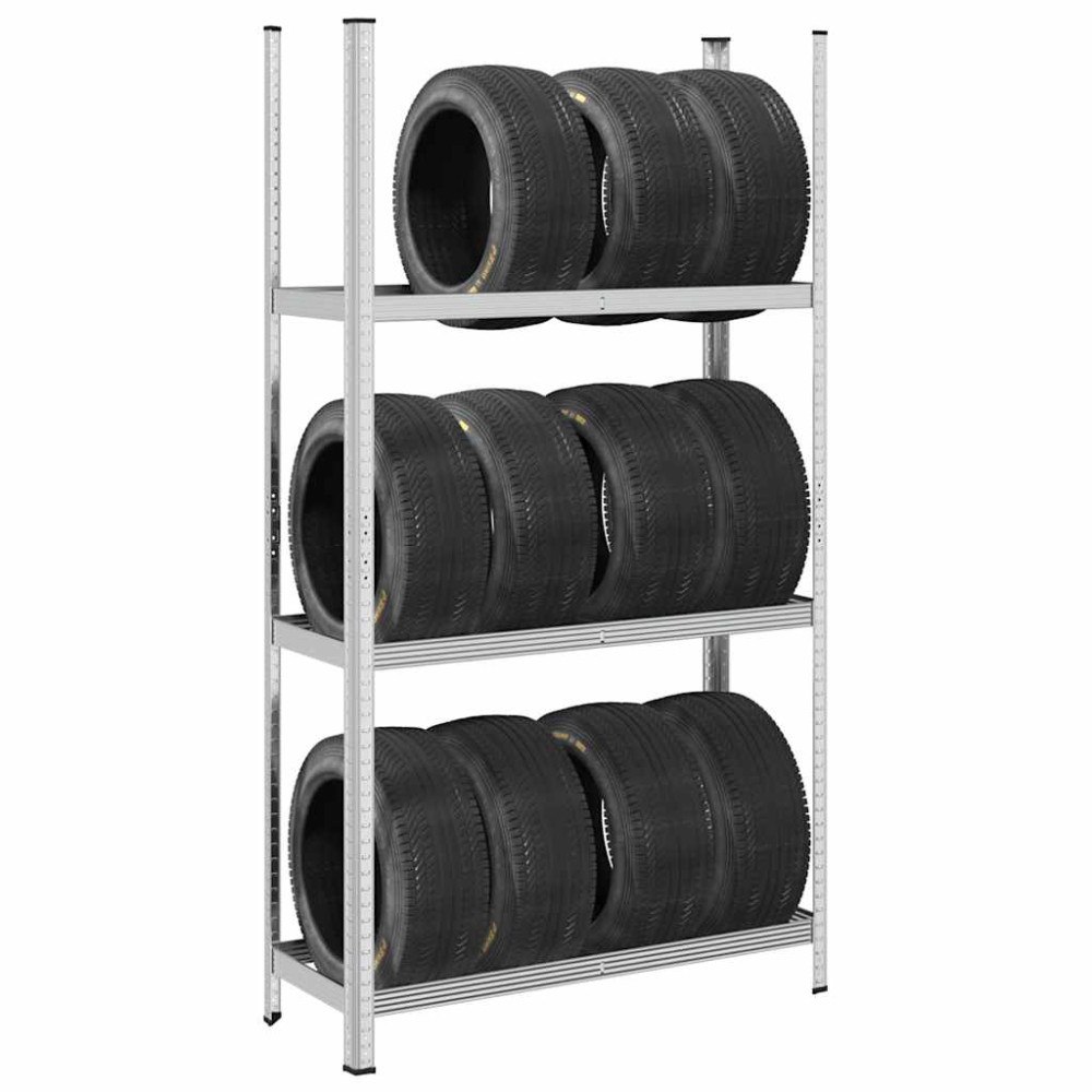 vidaXL Däckhyllor 3 lager 2 st silver 110x40x200 cm stål