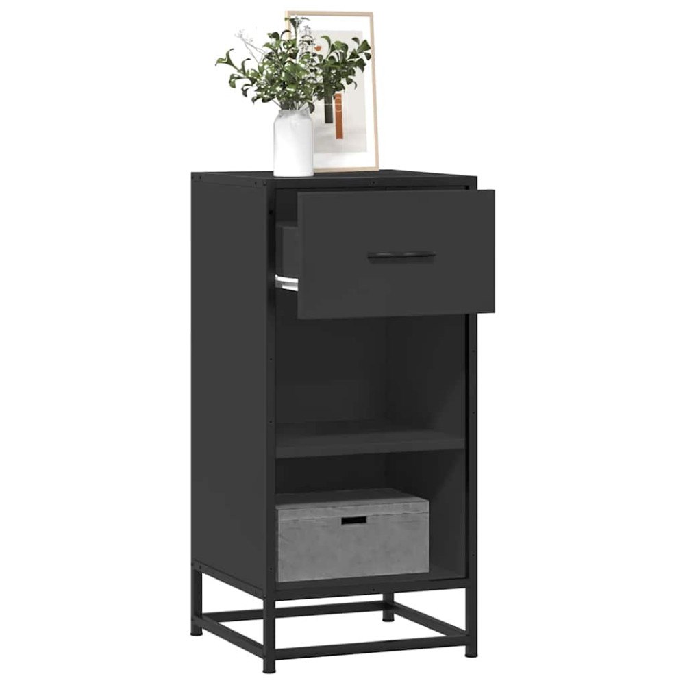 vidaXL Skänk svart 35,5x35x76 cm konstruerat trä och metall
