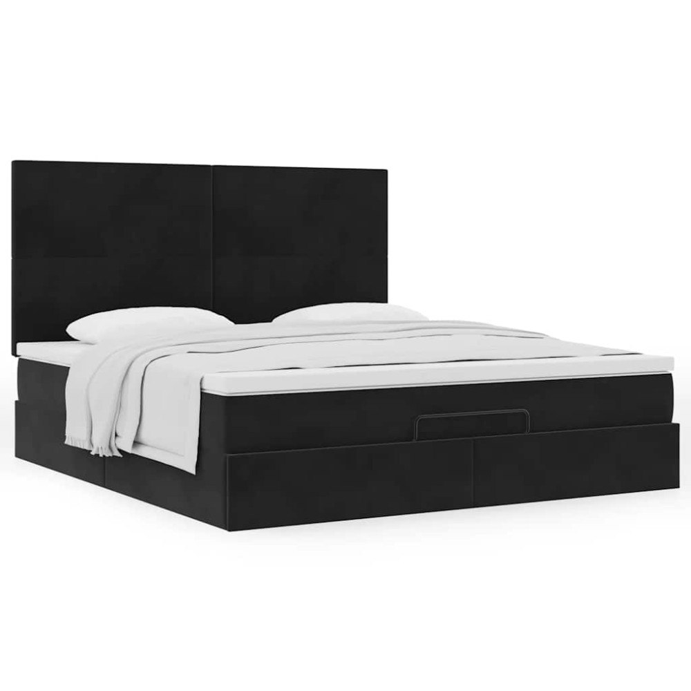 vidaXL Ottoman sängram med madrasser svart 180x200 cm sammet