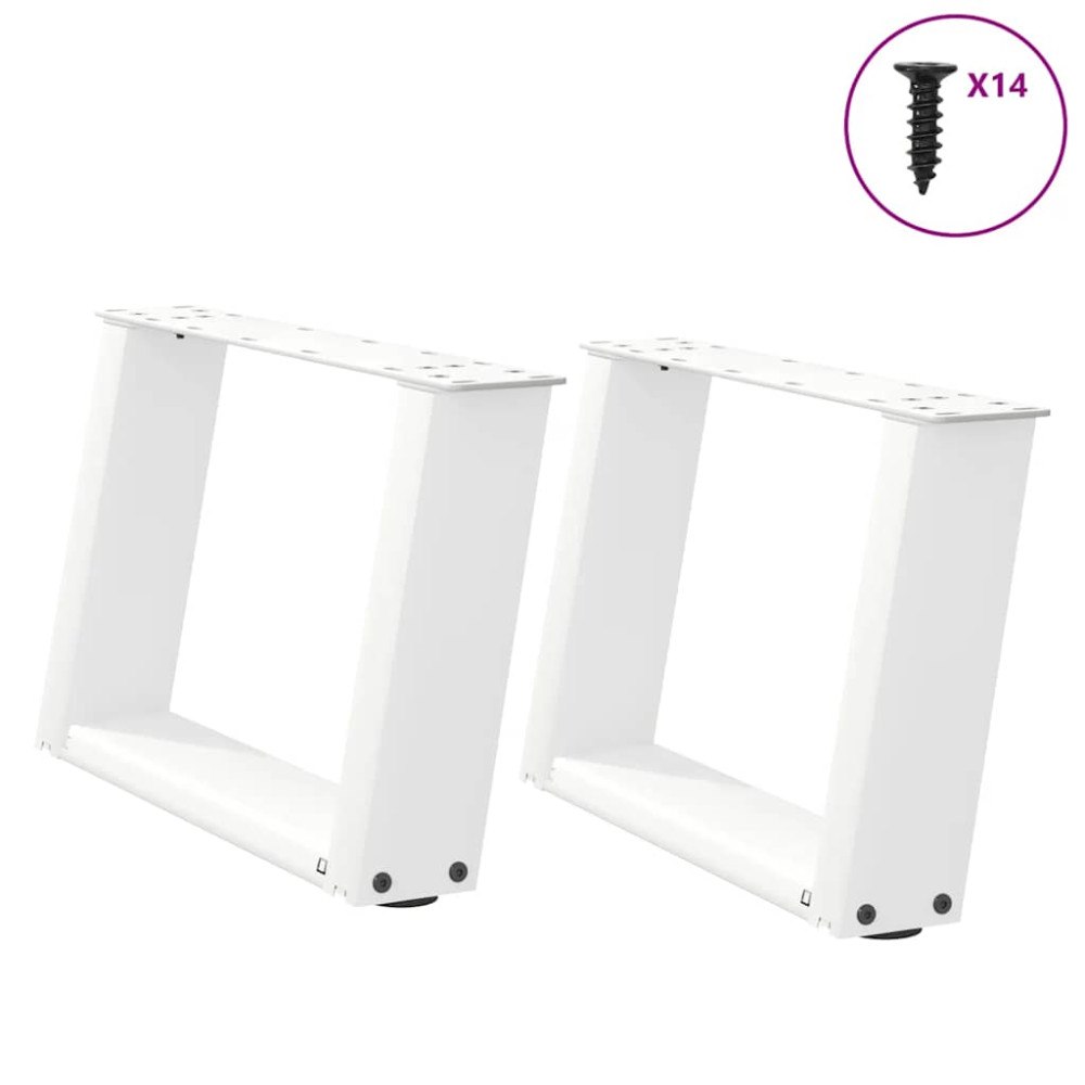 vidaXL Soffbordsben U-formade 2 st vita 40x(30-31) cm stål