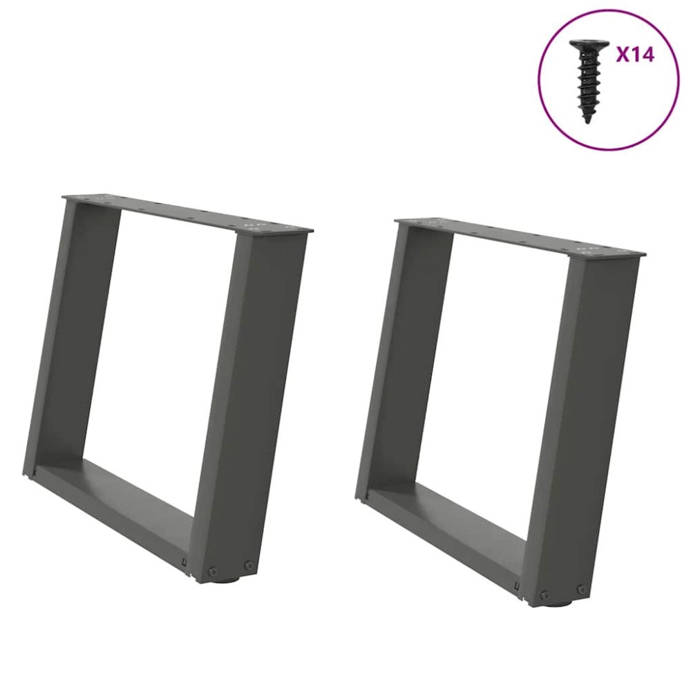 vidaXL Soffbordsben U-formade 2 st antracit 70x(42-43) cm stål